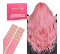 WENNALIFE Extensions de cheveux adhésives Cheveux naturels Rose pêche 10 pièces Extensions de cheveux adhésives 30g 60cm Extension de cheveux invisible