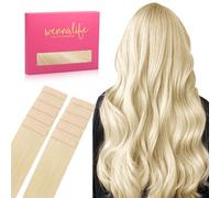 WENNALIFE Extensions de cheveux réels double face, 10 pièces 30 cm 20 g Blond Platine Extensions de cheveux Blonds Double face Cheveux Réels Lisses Remy Tape en Hair Extensions Seuls pour l'ajout de