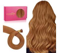 WENNALIFE I Tip Extensions de cheveux humains, 50 g, 100 s, 35 cm, auburn Ginger Bonding Extensions de cheveux humains naturels, invisibles, lisses, droites
