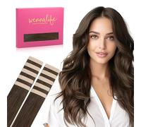WENNALIFE Lot de 10 extensions capillaires en cheveux humains Remy droits, 25 cm, 20 g, #4 chocolat