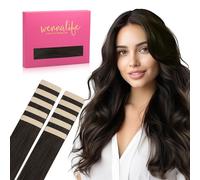 WENNALIFE Lot de 10 extensions capillaires en cheveux humains Remy droits, 40 cm, 25 g, marron foncé #2