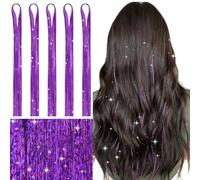 WENNALIFE Lot de 1200 mèches de cheveux violettes de 120 cm paillettes