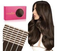 WENNALIFE Lot de 40 extensions de cheveux humains à bande adhésive - 100 g - 35 cm - Marron chocolat - Bandes invisibles - Soyeux et droits