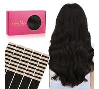 WENNALIFE Lot de 40 extensions de cheveux humains à bande adhésive - 100 g - 35 cm - Marron foncé - Bandes invisibles - Soyeux et droits
