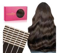 WENNALIFE Lot de 40 extensions de cheveux humains à coller - Cheveux humains lisses et invisibles - 100 g - 35,6 cm - Marron foncé clair
