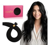 WENNALIFE Nano Hair Extentions, 50g 50pcs 45cm Noir profond. Extensions de cheveux naturels pour femmes, Nano Ring invisibles avec silicone. Cheveux extension, cheveux humains.