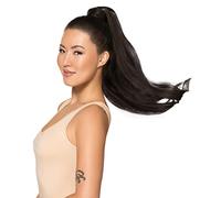 WENNALIFE Queue de Cheval Extension Naturel, 50cm 90g Brun Foncé Clair Extension Queue de Cheval Vrai Humain Ponytail Extension Wrap Around Postiche Queue de Cheval Extension Cheveux Naturel