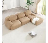 WENNEWU CanapéS Deux Places Modernes CompresséS Et sans Structure, Grands CanapéS d'angle pour Salon, Canapé Angle Modulable en Velours CôTelé Effet Nuage, Mousse à MéMoire Forme,B,3Seater+1Ottoman