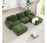 WENNEWU CanapéS Deux Places Modernes CompresséS Et sans Structure, Grands CanapéS d'angle pour Salon, Canapé Angle Modulable en Velours CôTelé Effet Nuage, Mousse à MéMoire Forme,D,3Seater+2Ottoman