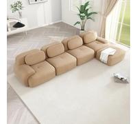 WENNEWU CanapéS Deux Places Modernes CompresséS Et sans Structure, Grands CanapéS d'angle pour Salon, Canapé Angle Modulable en Velours CôTelé Effet Nuage, Mousse à MéMoire Forme,B,4Seater+1Ottoman