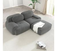 WENNEWU CanapéS Deux Places Modernes CompresséS Et sans Structure, Grands CanapéS d'angle pour Salon, Canapé Angle Modulable en Velours CôTelé Effet Nuage, Mousse à MéMoire Forme,C,2Seater+1Ottoman