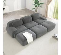 WENNEWU CanapéS Deux Places Modernes CompresséS Et sans Structure, Grands CanapéS d'angle pour Salon, Canapé Angle Modulable en Velours CôTelé Effet Nuage, Mousse à MéMoire Forme,C,3Seater+3Ottoman