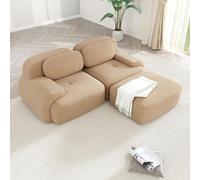 WENNEWU CanapéS Deux Places Modernes CompresséS Et sans Structure, Grands CanapéS d'angle pour Salon, Canapé Angle Modulable en Velours CôTelé Effet Nuage, Mousse à MéMoire Forme,B,2Seater+1Ottoman