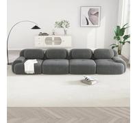 WENNEWU CanapéS Deux Places Modernes CompresséS Et sans Structure, Grands CanapéS d'angle pour Salon, Canapé Angle Modulable en Velours CôTelé Effet Nuage, Mousse à MéMoire Forme,C,4Seater