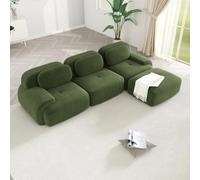 WENNEWU CanapéS Deux Places Modernes CompresséS Et sans Structure, Grands CanapéS d'angle pour Salon, Canapé Angle Modulable en Velours CôTelé Effet Nuage, Mousse à MéMoire Forme,D,3Seater+1Ottoman