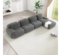 WENNEWU CanapéS Deux Places Modernes CompresséS Et sans Structure, Grands CanapéS d'angle pour Salon, Canapé Angle Modulable en Velours CôTelé Effet Nuage, Mousse à MéMoire Forme,C,4Seater+1Ottoman