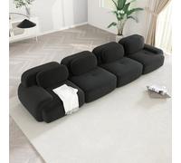 WENNEWU CanapéS Deux Places Modernes CompresséS Et sans Structure, Grands CanapéS d'angle pour Salon, Canapé Angle Modulable en Velours CôTelé Effet Nuage, Mousse à MéMoire Forme,A,4Seater