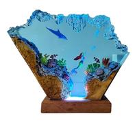 WENNEWU Colored Lights,10 * 8.5in, Lampe en Résine Sirène, Veilleuse en Résine Époxy Océanique, Lampe De Nuit Paysage sous-Marin, avec Port USB, Meilleur Cadeau pour La Famille Ou Les Amis