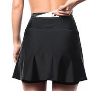 WENNEWU Cuissard De VéLo Taille Haute, Jupe De Cyclisme Femme avec Cuissard Rembourré, Cuissard IntéGré, avec Rembourrage Et Poches, pour VTT, Gym, Golf Et Course à Pied,Noir,EU L