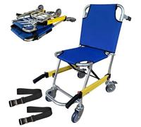 WENNEWU Fauteuil éLéVateur Bleu, Monte-Escalier MéDical, Fauteuil Roulant d'escalade en Aluminium, CivièRe De Secours, Chaise De Transport MéDicaliséE D'éVacuation à 4 Roues pour Pompiers