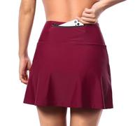 WENNEWU Jupes Cyclistes pour Femmes avec Poches, Shorts Cyclistes Confortables Et Respirants, Taille Haute, pour VTT, Gym, Golf, Course à Pied,Rouge,EU M