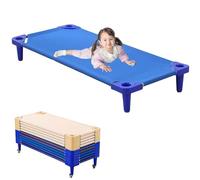 WENNEWU Lits De CrèChe pour Enfants Et Tout-Petits, Lits De Maternelle Empilables, PrêTs à Monter, Mobilier Classe Robuste, pour Dormir, Se Reposer Et Faire Sieste,Bleu,10PCS 130cm