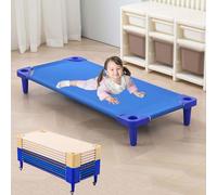 WENNEWU Lits De Sieste Portables pour Tout-Petits, Sieste des Enfants, Lits De CrèChe Empilables, PrêTs à Monter, Gain De Place, pour Les Classes De Maternelle,Bleu,5PCS 138cm
