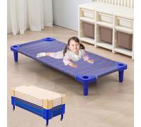 WENNEWU Lits De Sieste Portables pour Tout-Petits, Sieste des Enfants, Lits De CrèChe Empilables, PrêTs à Monter, Gain De Place, pour Les Classes De Maternelle,Chequered,5PCS 138cm