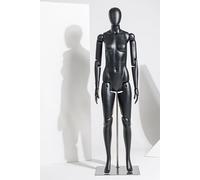 WENNEWU Mannequin, Support pour Mannequin Complet, Mannequins ArticuléS, PréSentoir De Mannequin Ajustable, avec Connecteur De Base en MéTal, pour Boutiques VêTements,Noir,Female A