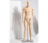 WENNEWU Mannequin, Support pour Mannequin Complet, Mannequins ArticuléS, PréSentoir De Mannequin Ajustable, avec Connecteur De Base en MéTal, pour Boutiques VêTements,Skin Colour,Male B