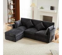 WENNEWU Sofa Moderne en Tissu Chenille avec Pouf Amovible, Sofa d'angle en L, Sofa Modulaire, Adapté à la Maison, Salon, Appartement, etc.,Gray+Chenille+4 Seat