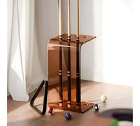 WENNEWU Support de Queues de Billard en Acrylique sur Pied, Design en Forme C pour 8 Queues, Organisateur Stockage d'Équipement Billard pour Salles Jeu, Bars et Salles Billard Familiales,Tea Brown