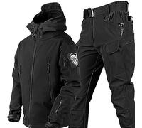 WENNEWU Uniformes Tactiques pour Hommes, Étanches Militaires, Ensembles De Costumes De Combat De L'armée, Camouflage Pantalon De Veste De Veste Softs,Noir,L