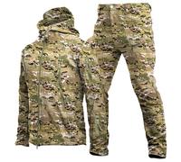 WENNEWU Veste Et Pantalon Tactiques pour Hommes Uniforme Camouflage ImperméAble Ensembles Combinaisons Combat L'ArméE Combinaisons Militaires Coque Souple pour Travail ExtéRieur,Camo 1,XL