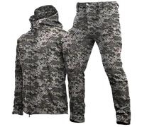 WENNEWU Veste Et Pantalon Tactiques pour Hommes Uniforme Camouflage ImperméAble Ensembles Combinaisons Combat L'ArméE Combinaisons Militaires Coque Souple pour Travail ExtéRieur,Camo 2,XXL