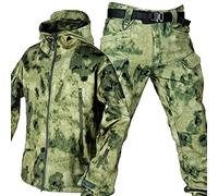 WENNEWU Veste Softshell pour Hommes Uniformes Tactiques Ensembles Militaires ImperméAbles Combat L'ArméE VêTements Chasse Pantalon LéGer ExtéRieur Fermeture éClair Sweat Capuche,Camouflage a,S