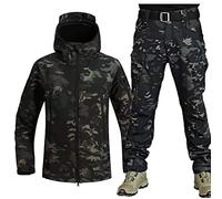 WENNEWU Veste Softshell pour Hommes Uniformes Tactiques Ensembles Militaires ImperméAbles Combat L'ArméE VêTements Chasse Pantalon LéGer ExtéRieur Fermeture éClair Sweat Capuche,Camouflage c,XL