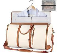 WENNEWU Water Resistant Travel Duffel Bags with Shoe Pouch, Convertible Carry on Garment Bags for Travel for Women,Garment Duffle Bag,White