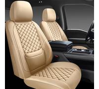 WENNFOUR Ensemble complet de housses de siège de voiture en cuir, imperméables pour voitures, VUS, camions, coussin de siège de voiture - Protection de siège de voiture avec 5 sièges (beige, ensemble