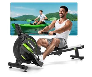 Wenoker Rameur magnétique pliable pour la maison, capacité de charge de 160 kg, silencieux et lisse, avec support de tablette pour écran LCD et coussin d'assise confortable