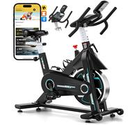 Wenoker Vélo d'appartement avec application, Hometrainer silencieux avec poignée incurvée, Ergomètre confortable avec écran LCD, support pour tablette, jusqu'à 160 kg