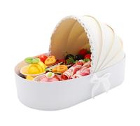 WENPACK Panier cadeau en carton pour bébé en forme de couffin à remplir avec des bonbons floraux pour fête prénatale, baptême, révélation du sexe (blanc)