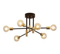 wenppran Industriel Chambre E27 Plafonniers Moderne Suspension Salon Lustre Noir Métal Spoutnik Plafonnier Angle Réglable À 180° 6 Lumières Semi-Incasso Semi-Encastré Lustre