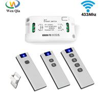Wenqia RF 433Mhz maison intelligente bouton poussoir interrupteurs de lumière télécommande sans fil universelle AC 220V 10A récepteur de relais pour ventilateur LED 4Receivers 1Remotes
