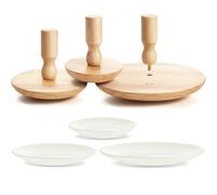 Wenqik Lot de 3 moules de poterie de 11,4 cm, 16,5 cm, 21,6 cm, moules de poterie en bois avec poignée, moules en céramique pour poterie en céramique, moules pour la fabrication de bols, assiettes,