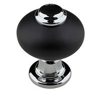 WenRan Boutons De Tiroir Coulissants De Style Central Scandinave Meuble à Chaussures Base Chromée En Céramique Noire Texturée Matte (1,Bouton)