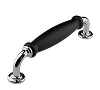 WenRan Boutons De Tiroir Coulissants De Style Central Scandinave Meuble à Chaussures Base Chromée En Céramique Noire Texturée Matte (10,Centre trou: 5 ''128mm)