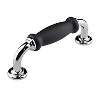 WenRan Boutons De Tiroir Coulissants De Style Central Scandinave Meuble à Chaussures Base Chromée En Céramique Noire Texturée Matte (1,Centre trou: 3.8 ''96mm)