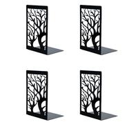 Wenrescry 2 Paires Serre-Livres Métal Antidérapant - Lot de 4 Pièces, Organisateur Livres pour Étagères, Presse-Livres Robuste pour Bureau, Maison, École, Bibliothèque - Noir Mat