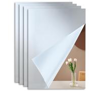 Wenrescry 4 Pièces Miroirs Adhésifs Muraux en Acrylique - Décoration Murale Pratique, Anti-Humidité et Résistant aux Chocs, Format A4 pour Salle de Bain et Chambre